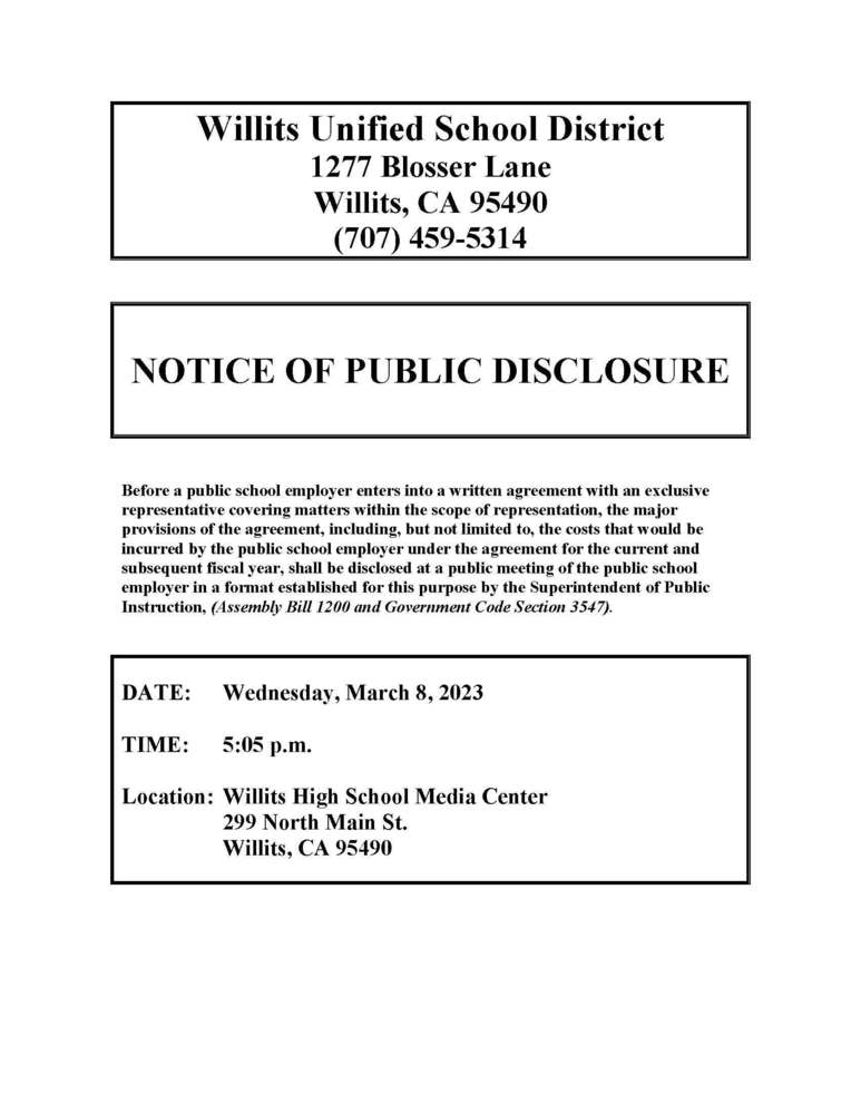 Public Disclosure Notice