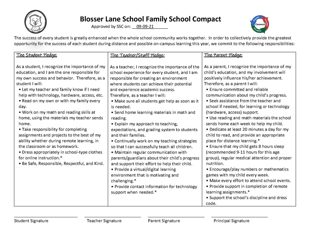 Blosser Lane School Family School Compact