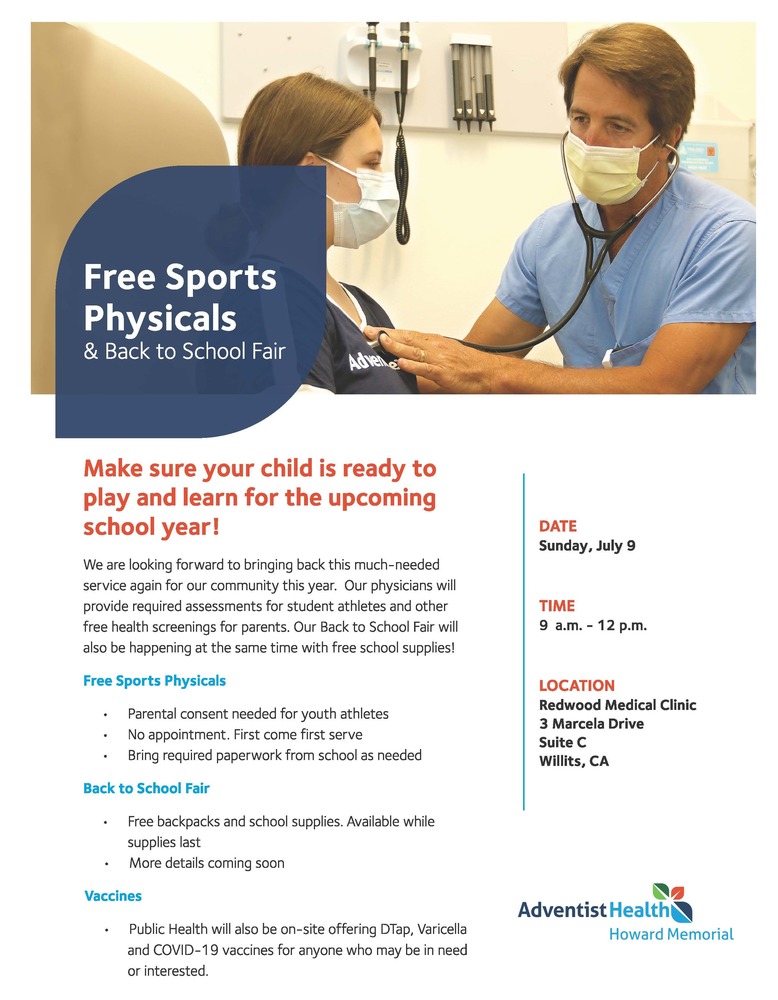 Free Sports Physicals Flyer