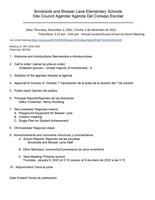Brookside and Blosser Lane Elementary SchoolSite Council Agenda/ Agenda Del Consejo Escolars