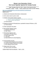 Blosser Lane Site Council Agenda 3/4/2021