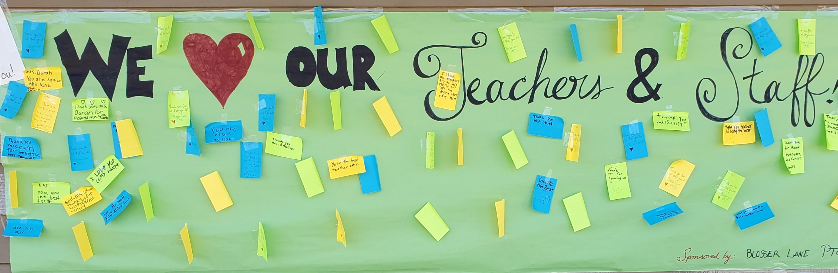 Great sign  with notes to teachers and staff